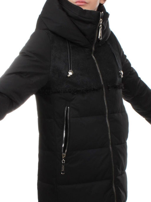 23-636 BLACK Пальто зимнее женское (холлоффайбер 150 гр., искусственная дубленка) - Fashion фото 2