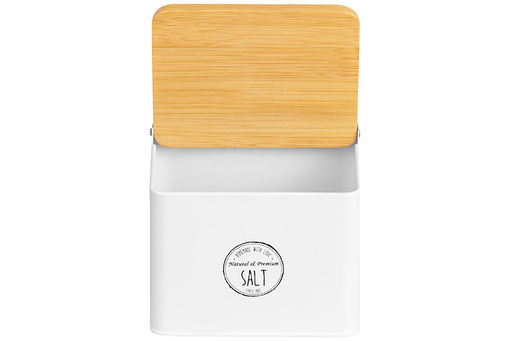 Ёмкость для соли 1,5 л 14*11*11 см SALT с бамбуковой крышкой, белая - Elan gallery фото 8