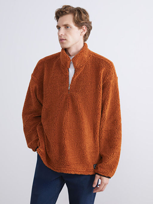 Dik Yaka Uzun Kollu Pel?? Erkek Sweatshirt