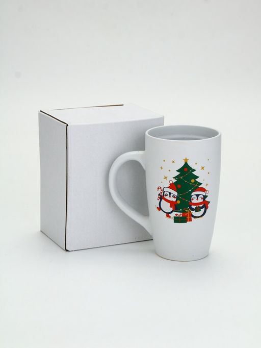 Кружка новогодняя «Пингвины», матовая широкая, 530 мл