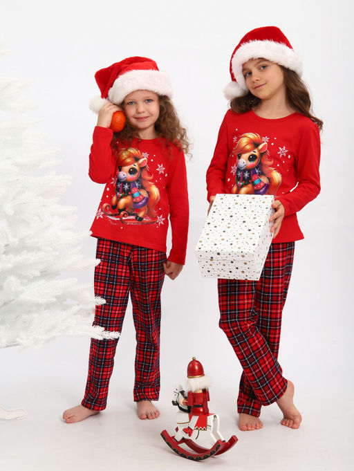 ПЖ064 Пижама "Лошадка" (красный)