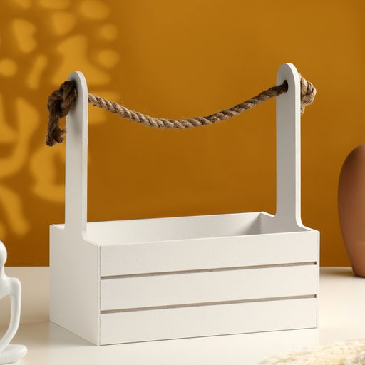 Подарочный ящик «Аром», деревянный, ручка - канат, белый, набор 3 шт.