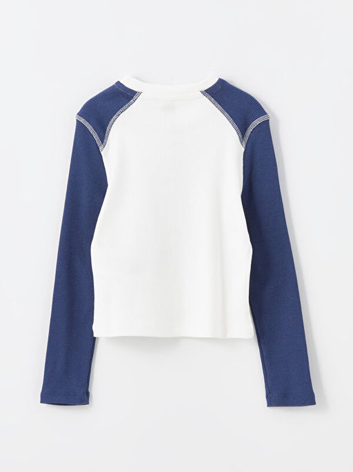 Bisiklet Yaka Bask?l? Uzun Kollu K?z ?ocuk Ti??rt - Waikiki фото 2