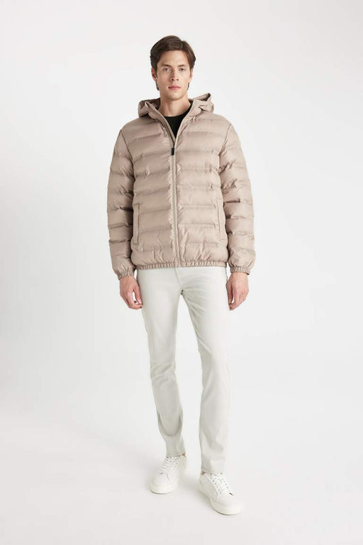 Облегающее водоотталкивающее пальто с капюшоном - Defacto фото 2