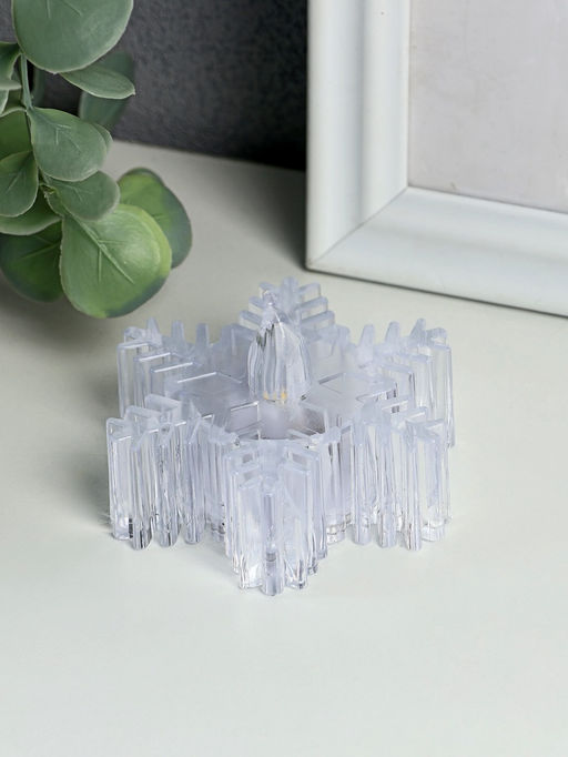 Светодиодная свеча LED RISALUX Снежинка, ночник, 3?LR1130, прозрачный, 7?7?4.5 см