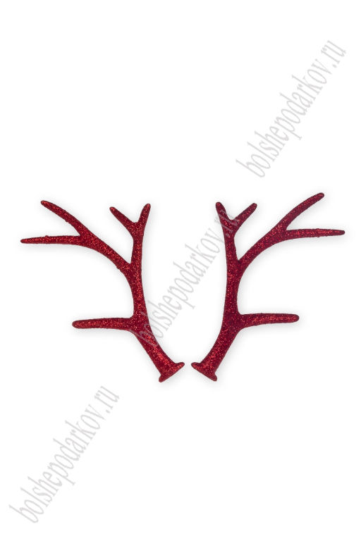 Рожки декоративные с глиттером 12*7,5 см (2 пары) SF-7344, красный