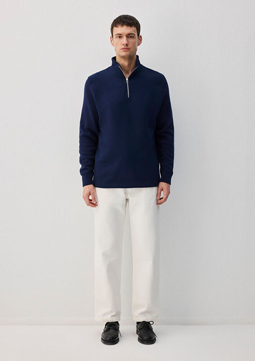 Yar? Fermuarl? Lacivert Sweatshirt - Mavi фото 2