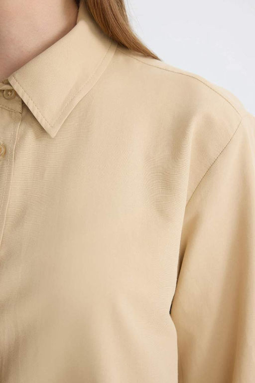 Рубашка-туника из поплина с длинными рукавами Relax Fit - Defacto фото 5