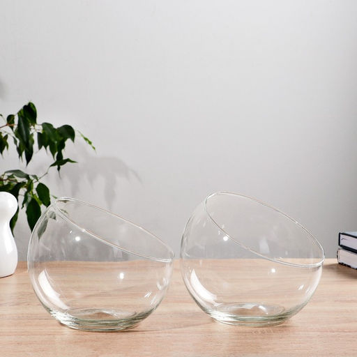 Ваза для цветов «Анабель», шаровая с косым резом, 1.5 л, 19×14.5 см, стекло, МИКС прозрачная