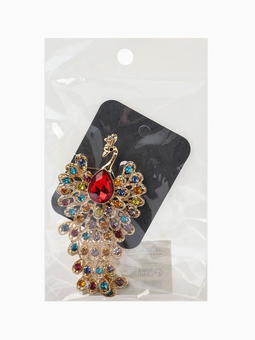 Брошь «Жар-птица» волшебная, стразы, цетная в золоте