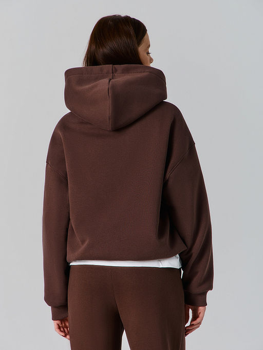 Теплое худи женское коричневое с начесом - Mark formelle фото 4