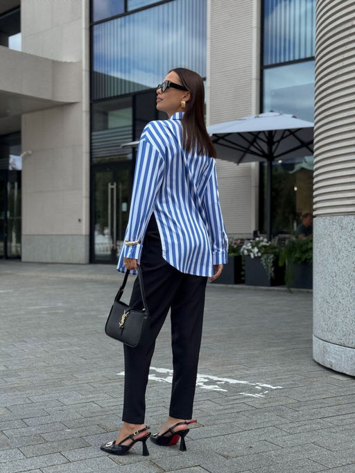 Блуза DilanaVIP 2099/1 голубая полоска - Dilana vip фото 6