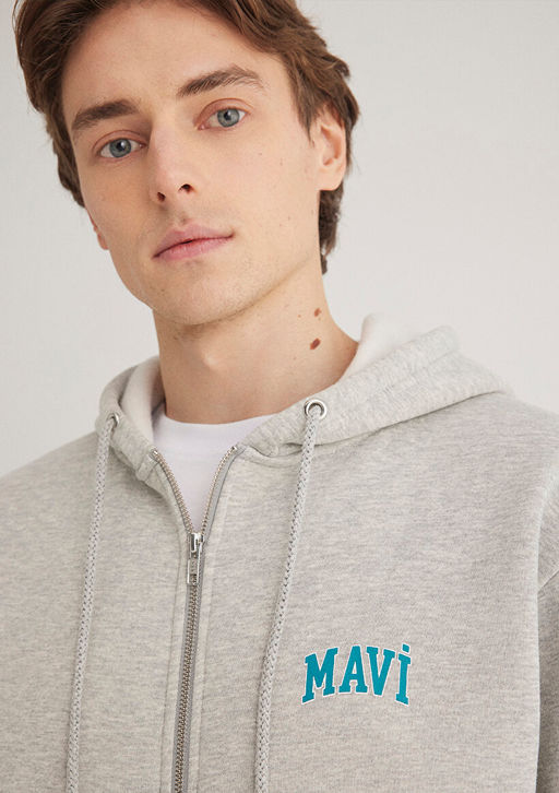 Mavi Logo Bask?l? Fermuarl? Gri Sweatshirt фото 6