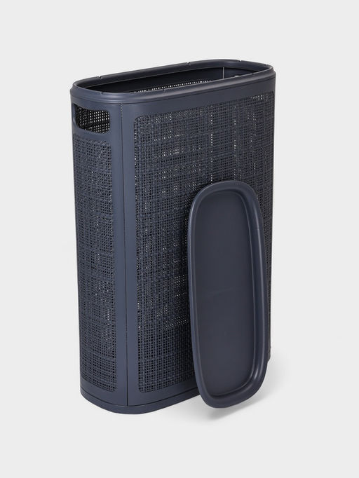 Плетёная корзина для белья с крышкой "Лён" 45л 43×20×60см, цвет графит