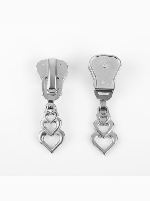 Бегунок для молнии «Трактор», №8, «Сердца», 10 шт., цвет никель