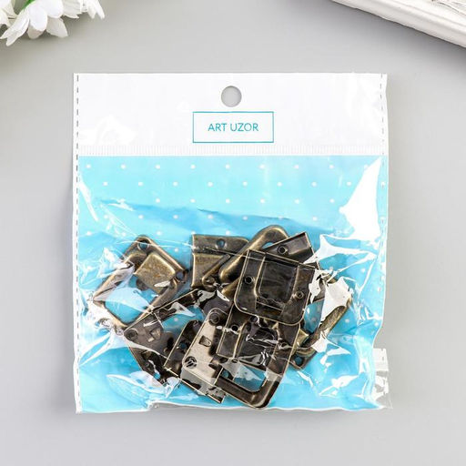 Цена за 2 шт. Замок металл для шкатулки бронза + гвозд. набор 5 шт 3,6х2,5 см