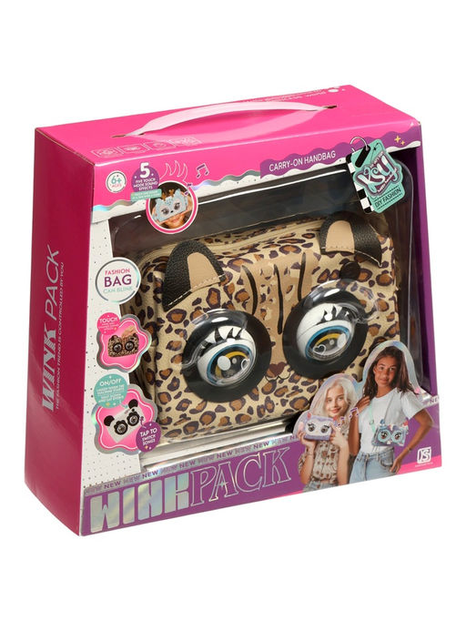 Музыкальная игрушка-сумочка "Котенок" звук, глазки моргают, леопард