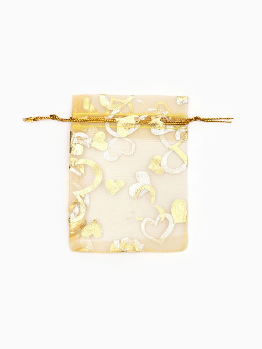 Набор мешочков подарочных «Сердечки», 100 шт. 7×9 см, цвет золотой