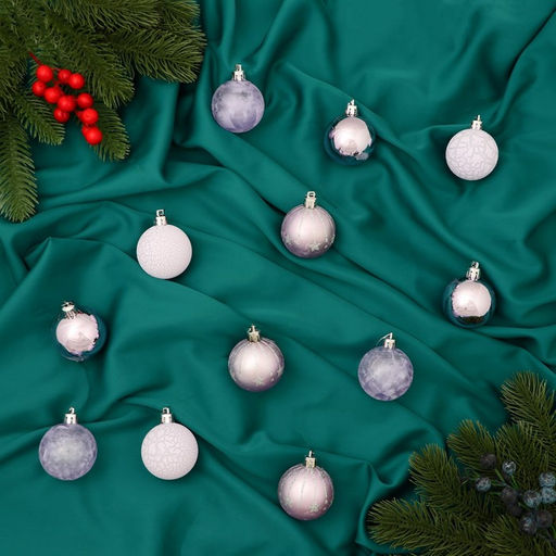 Ёлочные игрушки Морозная ночь, шары новогодние, d=5 см, набор 12 шт., сиреневый