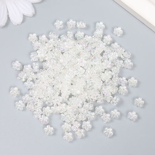 Бусины для творчества пластик "Цветок. Белый перламутр" набор 20 гр 0,7х0,7х0,4 см