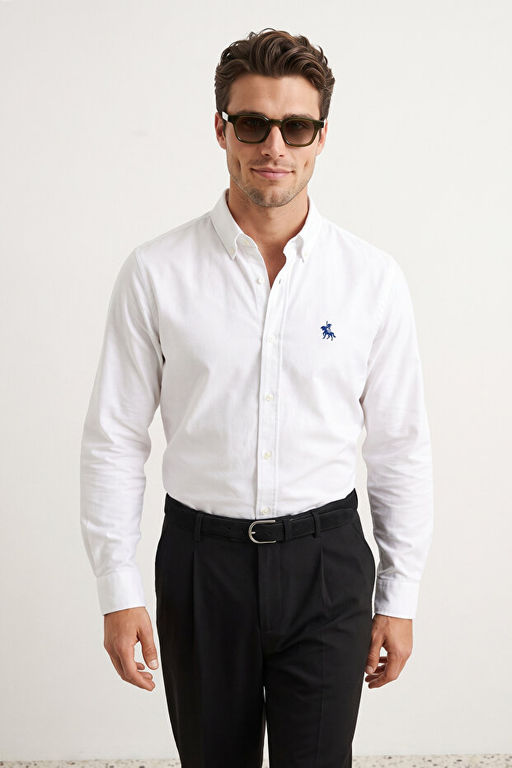 Beyaz Regular Fit Nak__ Detayl_ Oxford Smart G_mlek TMNAW25GO00036 - Trendyolmilla фото 2