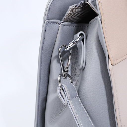 Сумка тоут на молнии, наружный карман, длинный ремень, цвет бежевый/серый - Simaland фото 5