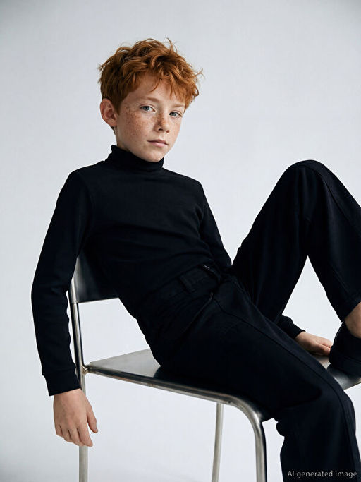 Yar?m Bal?k?? Yaka Basic Erkek ?ocuk Ti??rt