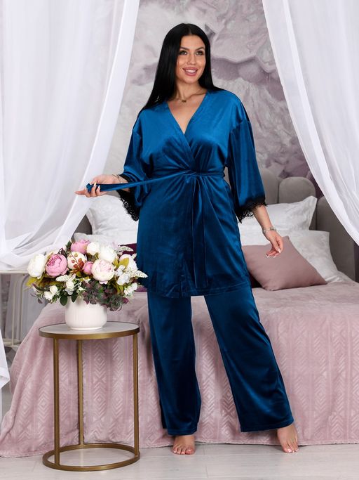 ХС-04 ЖЕНСКИЙ КОМПЛЕКТ ТРОЙКА (Синий) - А-дина фото 2