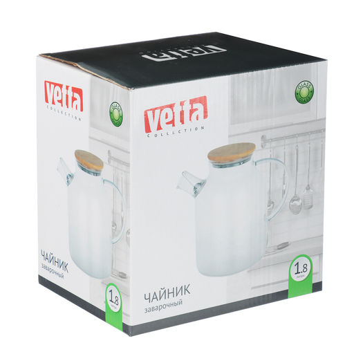 Чайник заварочный 1800мл,стекло, бамбуковая крышка тм VETTA Эко арт. 850-985