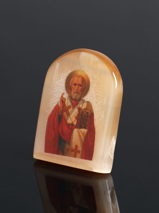 Икона настольная Николай Чудотворец, 6?5 см, селенит
