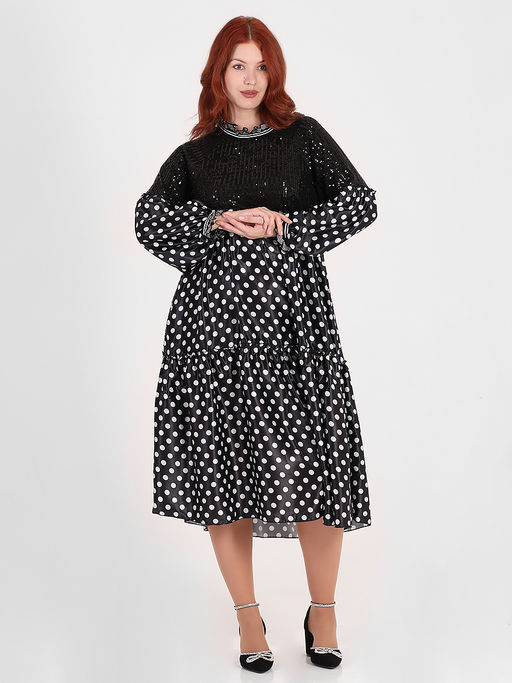Платье больших размеров в горох - Almond фото 3