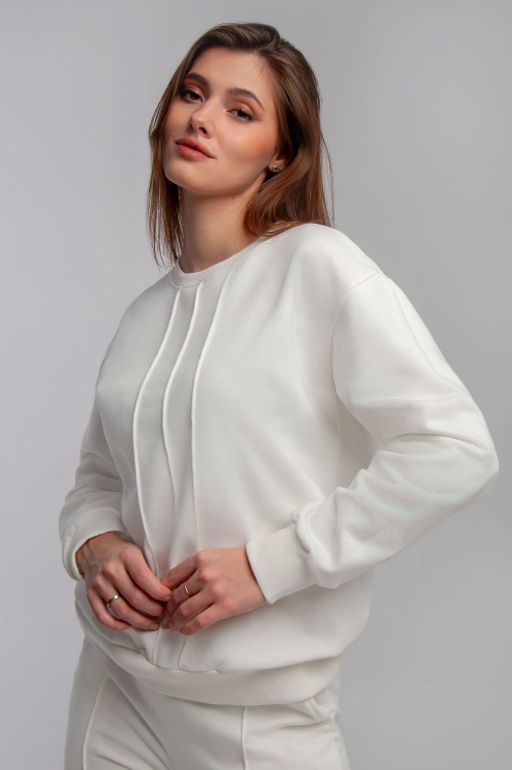 Арт. 2530 Костюм с брюками женский 44-50 (4 шт) Цвет:верх-молочный, низ-молочный - Калинка фото 14