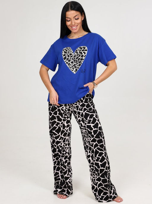 627 ДОМАШНИЙ КОСТЮМ ЖЕНСКИЙ (брюки) (Синий/чёрный жираф) - А-дина фото 2