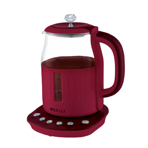 Чайник эл. 1,7 л (70-80-90-100*С) стекл. бело-серый Kelli, арт. 1373-KL - Полимербыт фото 3