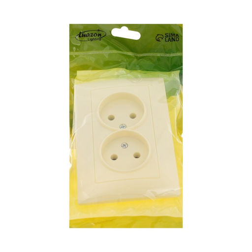 Розетка Luazon Lighting «Антей», 10 А, скрытая, IP20, двухместная, без заземления, бежевая