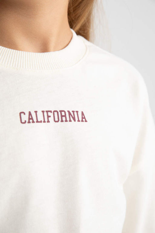 Футболка с длинным рукавом и круглым вырезом для девочек - Defacto фото 4