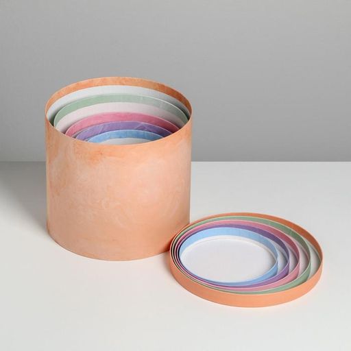 Набор шляпных коробок для цветов 5 в 1 Мрамор, 14 13 см - 22 19,5 см - Дарите счастье фото 9