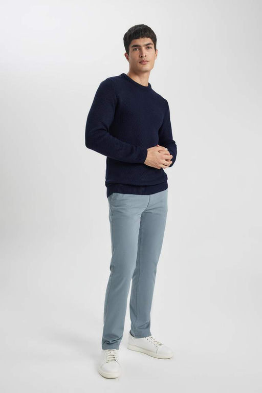 Брюки-чиносы прямого кроя из габардина с карманом на молнии и парусиновой тканью стандартного кроя - Defacto фото 8