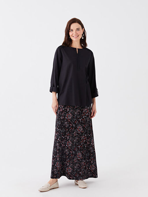 Ka??k Yaka Nak??l? Uzun Kollu Kad?n Bluz