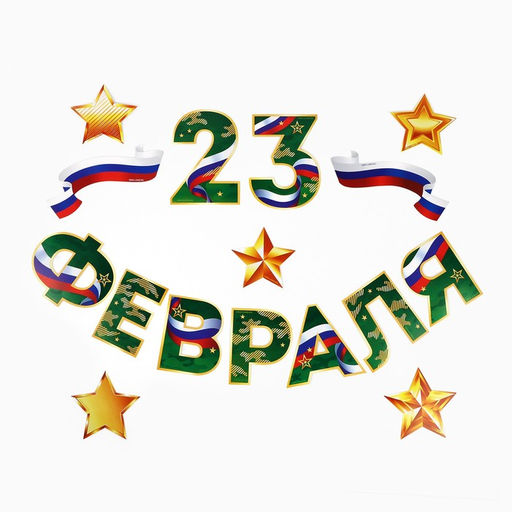 Набор для оформления 23 февраля гирлянда и плакат, 20?30 см