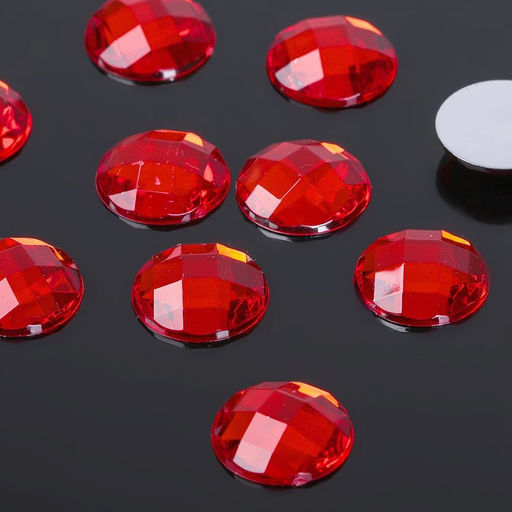 Стразы плоские клеевые (набор 10 шт), 14мм, цвет красный - Queen fair фото 2