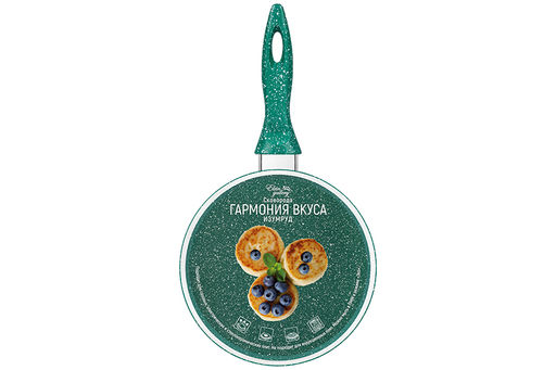 Сковорода глубокая 18 см ГАРМОНИЯ ВКУСА Изумруд С КРЫШКОЙ ф18, н/р, 33,5*19*10 см - Elan gallery фото 12