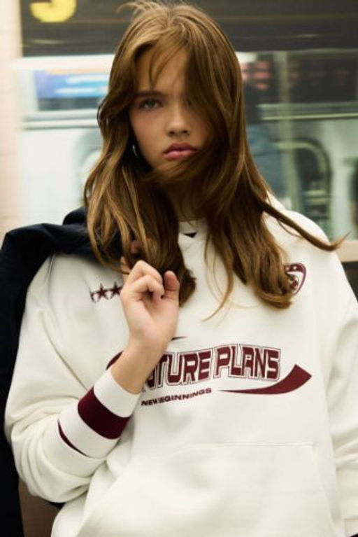 Coool Oversize Genis Kal?p Kapusonlu Bask?l? Kal?n Sweatshirt