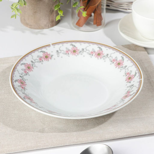 Тарелка керамическая глубокая Доляна Мадонна, 600 мл, d=20,5 см, цвет белый  фото 3