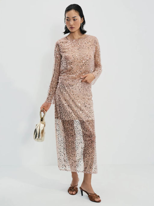 Двухслойная юбка миди c пайетками / Zarina