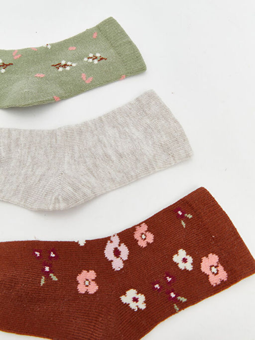 Desenli K?z ?ocuk Soket ?orap 3l?