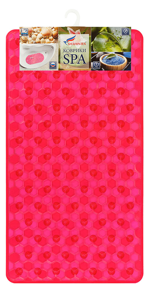 Коврик противоскользящий в ванную Соты 67*37 розовый
