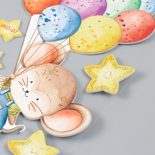 Наклейка интерьерная «Мышка на воздушных шариках», EVA, 41×31.5 см