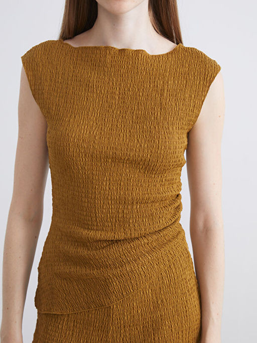 Kay?k Yaka Dokulu Bluz