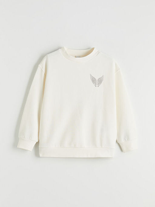 Bisiklet Yaka Bask?l? K?z ?ocuk Sweatshirt